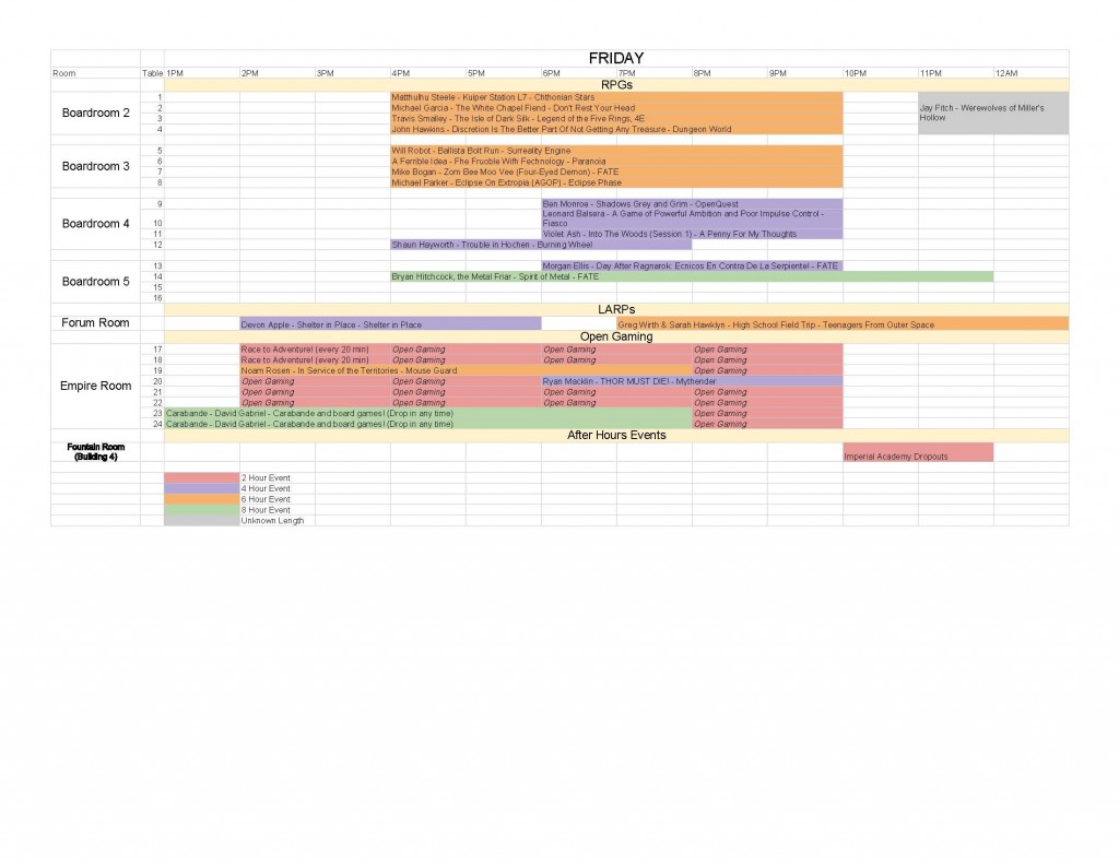 Friday Schedule